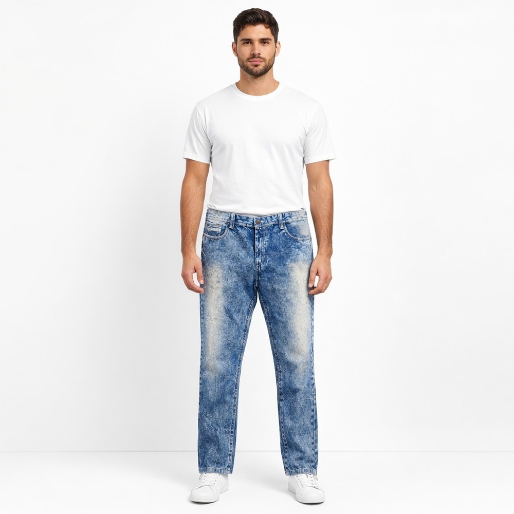 Vintage Y2K Black Jeans‎ Mens 40x32 Distressed Acid Wash Straight Leg Denim